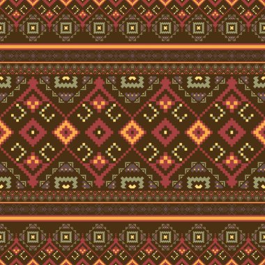 Etnik nakış desenleri. Etnik Ukrayna nakış işlemesi, geometrik çizgiler, kusursuz desen. Tekstil, ev dekorasyonu unsurları, döşeme ve ambalaj için geleneksel kalıp kullanımı.