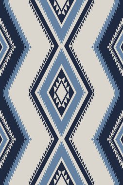 Etnik güneybatı geometrik desen. Vektör aztec Navajo geometrik elmas şekilli kusursuz desen. Tekstil, halı, halı, halı, halı, yastık, döşeme, duvar pedalı için etnik güneybatı zikzak deseni kullanımı