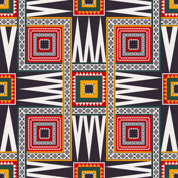 Afrikanisches Geometrisches Muster Vektor Ethnischen Geometrischen Quadrat Dreieck Form Nahtlosen — Stockvektor