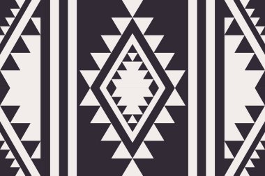Güneybatı Navajo geometrik siyah beyaz desen. Geleneksel etnik güneybatı pürüzsüz modelini yönlendir. Tekstil, halı, yastık, duvar kağıdı, duvar resmi için etnik geometrik siyah beyaz desen kullanımı.