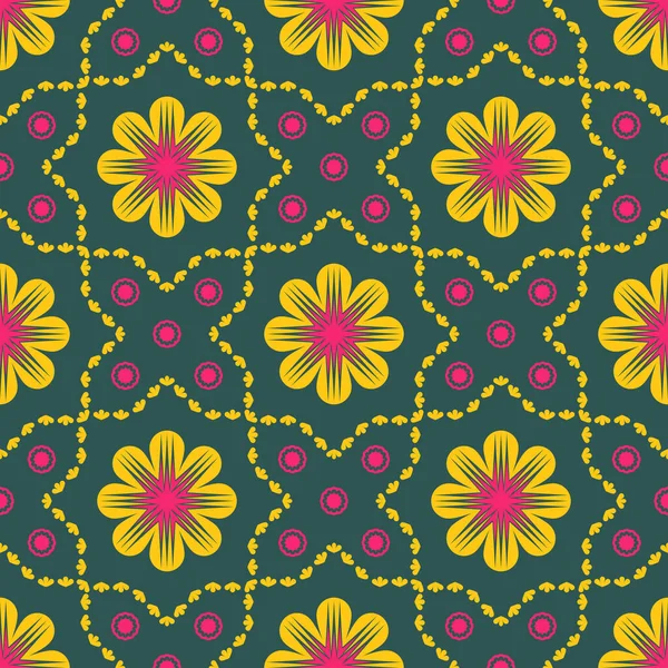 Ethnische Farbenfrohe Geometrische Blumenmuster Vector Geometrische Florale Form Nahtlose Muster — Stockvektor
