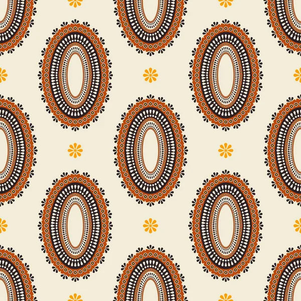 Colorato Motivo Geometrico Etnico Africano Vettoriale Floreale Geometrico Forma Ovale — Vettoriale Stock