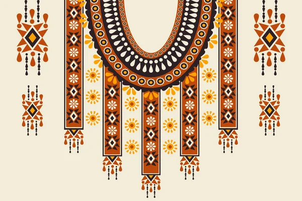 Scollatura Geometrica Etnica Vettoriale Tribale Africana Modello Colorato Camicie Arte — Vettoriale Stock