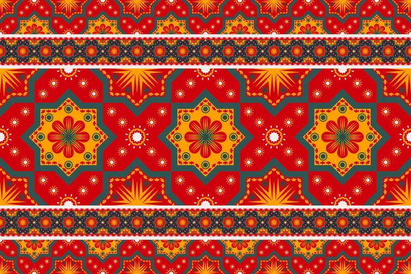Padrão Geométrico Colorido Tradicional Étnico Vetor Forma Floral Geométrica Étnica — Vetor de Stock