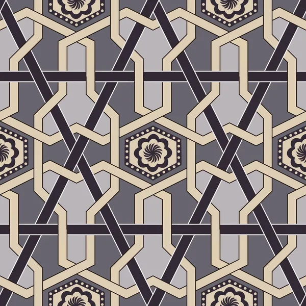 Ethnic Cream Grey Color Geometric Pattern Illustration Geometric Floral Seamless — Stock Photo, Image