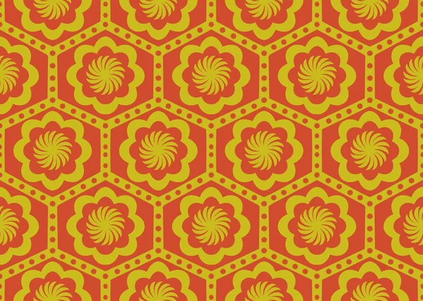Ethnic Oriental Floral Colorful Vintage Pattern Illustration Geometric Floral Hexagon — Stock Photo, Image