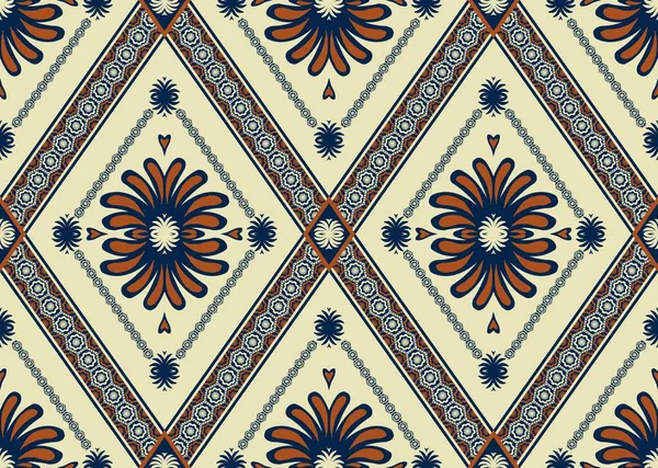 Ethnic Floral Geometric Pattern Illustration Floral Geometric Diamond Shape Seamless — Stock Photo, Image