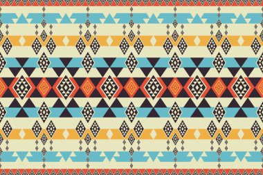 Etnik güneybatı rengarenk desen. Etnik güneybatı geometrik şekilli, pürüzsüz, renkli bir şekil. Tekstil, ev dekorasyonu unsurları, döşeme, vs. için etnik geometrik çizgiler.