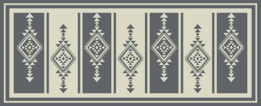Etnik güneybatı geometrik desen. Vektör aztec Navajo geometrik şekil tek renkli desen. Güneybatı Navajo geometrik desen kullanımı sınır, halı, alan halısı, duvar halısı, süs eşyası, vs..