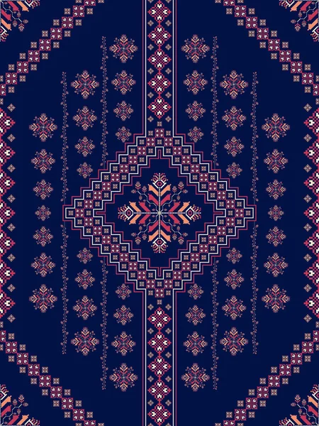 Έθνικ Κεντήματα Floral Γεωμετρικό Πολύχρωμο Μοτίβο Εικονογράφηση Γεωμετρικό Floral Σχήμα — Φωτογραφία Αρχείου