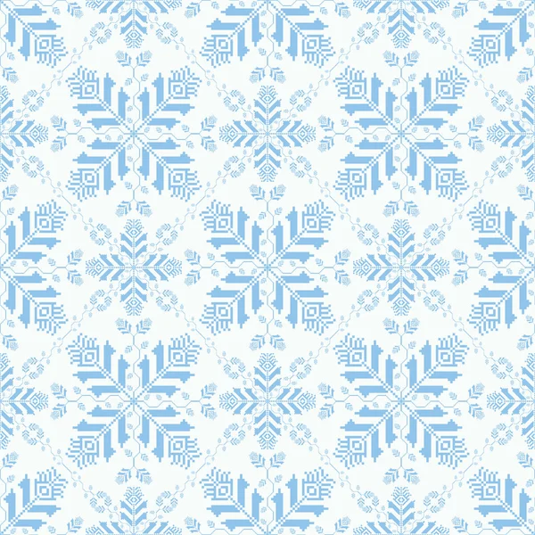 Blue White Colorful Geometric Floral Pattern Vector Geometric Floral Seamless — Stock Vector