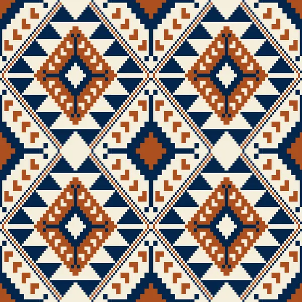 Aztec 다채로운 기하학적 Aztec 기하학적 원활한 크로스 스티치 스타일 양탄자 — 스톡 벡터