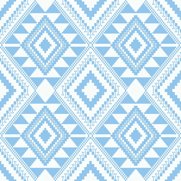 Aztek Mavisi Beyaz Geometrik Desen Vektör Aztec Geometrik Şekil Dikişsiz — Stok Vektör