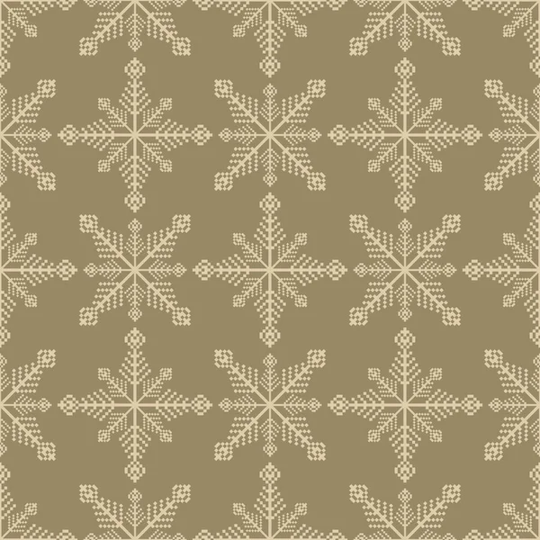 Vintage Ethnic Floral Geometric Pattern Vector Geometric Snowflakes Seamless Pattern — Stock Vector