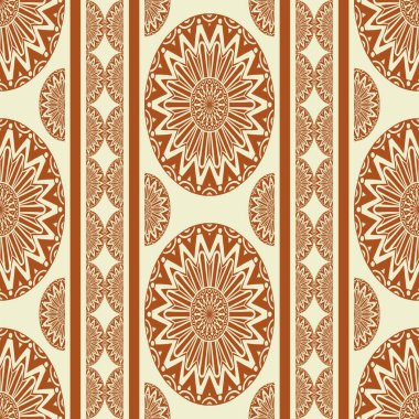 Etnik klasik geometrik çizgiler. Renkli, renkli, klasik kabile geometrik oval şekilli, dikişsiz şekil. Kumaş, tekstil, ev dekorasyonu unsurları, döşeme, ambalaj, vb.