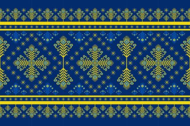 Ukrayna nakışı renkli çiçek desenli sınır deseni. Vektör etnik geometrik pikselli çiçek desenli. Tekstil, sınır ve ev dekorasyon unsurları için renkli etnik dikiş deseni kullanımı.