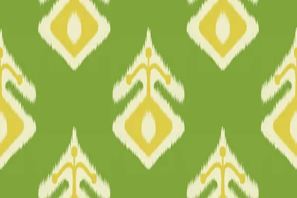 Ikat ethnic colorful green pattern. Illustration Ikat geometric shape seamless pattern contemporary style. Ikat geometric pattern use for textile, home decoration elements, upholstery, wrapping, etc.