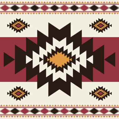 Güneybatı Navajo geometrik deseni. Vektör etnik güneybatı geometrik şekli kusursuz desen. Kumaş, tekstil, ev dekorasyonu unsurları, döşeme, vb..