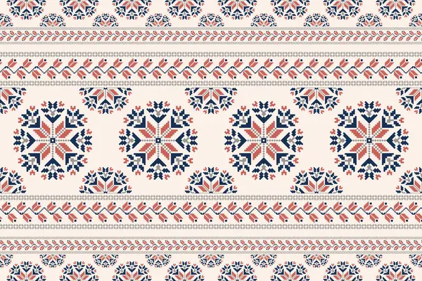 Folk Blumenstickerei Buntes Muster Vector Folk Stickerei Geometrische Florale Form — Stockvektor