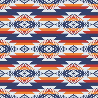 Renkli güneybatı şeritleri. Vektör Amerikan Yerlisi güneybatı geometrik çizgileri kusursuz desen. Kumaş, tekstil, ev dekorasyon unsuru, döşeme vs. için etnik güneybatı deseni kullanımı.