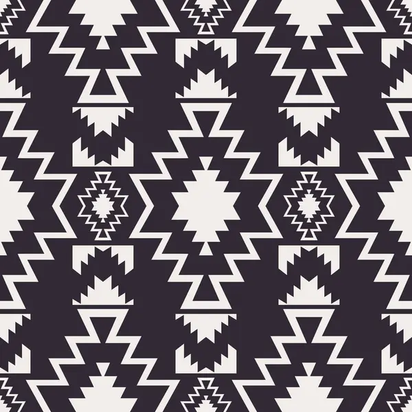 Aztekisches Schwarz Weiß Muster Südwesten Vector Monochrom Aztec Geometrische Form — Stockvektor