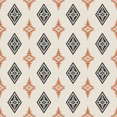 Renkli Amerikan Yerlisi geometrik deseni. Vektör rengarenk Aztek güneybatı geometrik şekilli, pürüzsüz desen. Ev dekorasyonu unsurları, döşeme, ambalaj, vs. için etnik geometrik desen kullanımı.