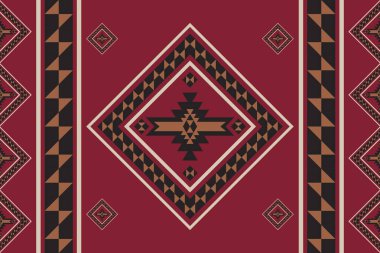 Renkli Amerikan Yerlisi geometrik deseni. Vektör rengarenk Aztek güneybatı geometrik şekilli, pürüzsüz desen. Tekstil, ev dekorasyonu unsurları, döşeme, vs. için etnik geometrik desen kullanımı.