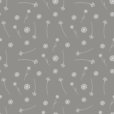 Kese kağıdı, kumaş ve ürün tasarımı için gri arka planda çiçek deseni