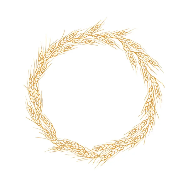 Венок Колосьев Пшеницы Куча Колосьев Пшеницы Сушеные Цельные Зерны Урожай — стоковый вектор