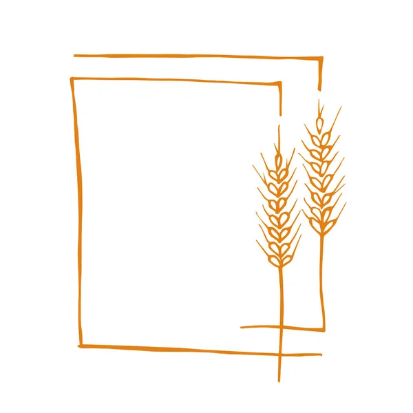Wreath Frame Ears Wheat Bunch Ears Wheat Dried Whole Grains — Archivo Imágenes Vectoriales