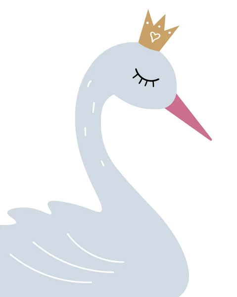 Swan Lake Swan Illustration Congratulations Baby Shower Newborn Happy Birthday — Stock Vector