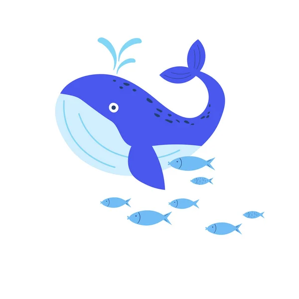 Кит Рыба Иллюстрация Морских Животных Водой Всемирный День Млекопитающих День — стоковый вектор