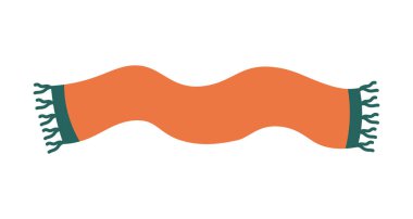 Eşarplı el düz vektör çizimi. Metin, şablon, kış tatili, satış, örgü, baskı, kağıt, web, pankart için sıcak aksesuar tasarımı, tebrikler