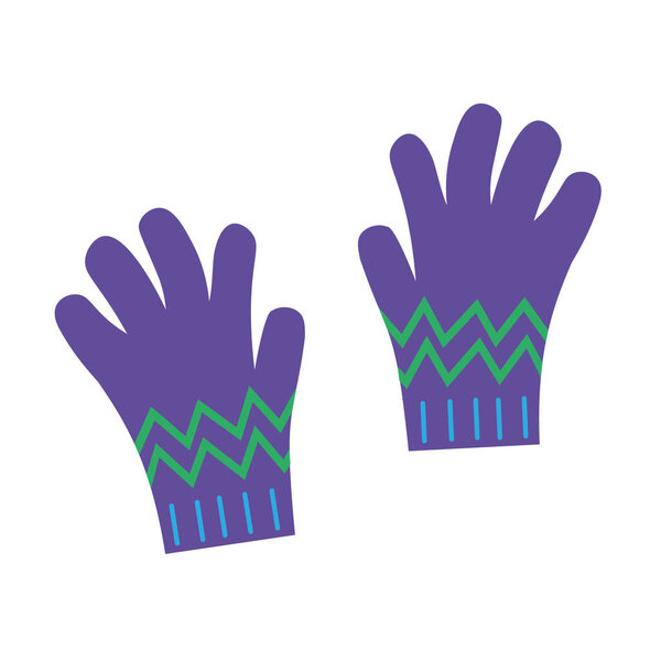 Перчатки вязаные, нарисованные вручную векторные иллюстрации, изолированный фон. Рисунок покрытия одежды для рук, аксессуар, галантерея, вязание. Для печати, дизайна, бумаги. Карикатурный стиль