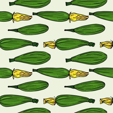 Kabak kabağı ile arka plan tekrarlanıyor. Elle çizilmiş kabak hasadı ve sonbahar sebzeleri. Pankart, el ilanı, kağıt, baskı, ambalaj, kart için tasarım süsü