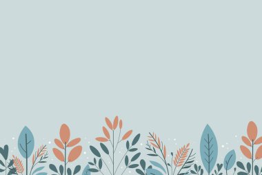 Soyut bitkilerle kışın vektör sınırı ve yazı için boho tarzında kar. El çizimi kış çizimi, çiçek motifi. Yılbaşı için tasarım kartı, Xmas. Pankart, kağıt, broşür, kartpostal için arkaplan