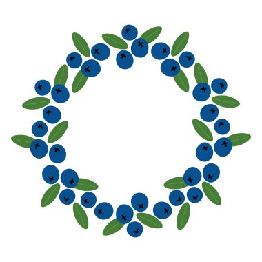 Metin için izole edilmiş arkaplanda yaban mersinli vektör çerçevesi. Etiket, şablon, işaret, baskı, kağıt, logo, ambalaj, kart için böğürtlen çalısı ile sınır tasarımı. Yiyecek, tıbbi tesis, hasat