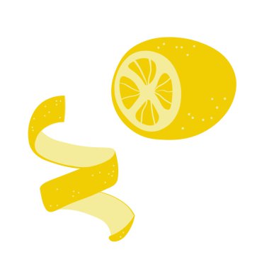 İzole edilmiş arka planda zevkli bir limon temsili. Citron ve peeling 'in yarısını elle çizdim. Yemek ve içecek, yemek pişirmek ve pişirmek için malzeme. Etiket, kart, imza için tasarım ögesi