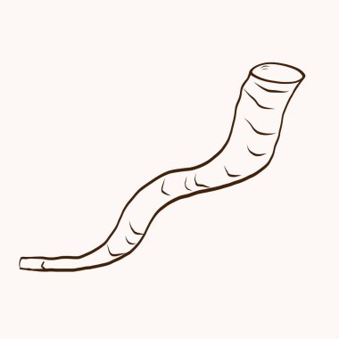 Jewish instrument shofar. Jewish musical symbol for religious ceremony. Judaism festive element. Faith Israel. Vector illustration on isolated background. For holiday, event, invitation, design, flyer