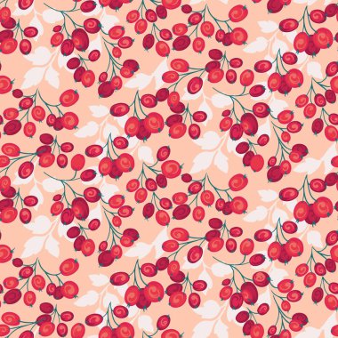 Kusursuz renksiz, soyut, sanatsal dallar bej bir arka planda böğürtlen deseni. Stylize Juniper, boxwood, viburnum, böğürtlen. Sonbahar deseni. Vektör el çizildi.