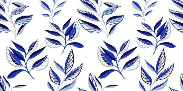 Elle çizilmiş çizim vektör yaprakları saplı kusursuz desen. Basit, tropikal, modaya uygun minimalist baskı. Tasarım, tekstil, moda, baskı, yüzey tasarımı, kumaş şablonu