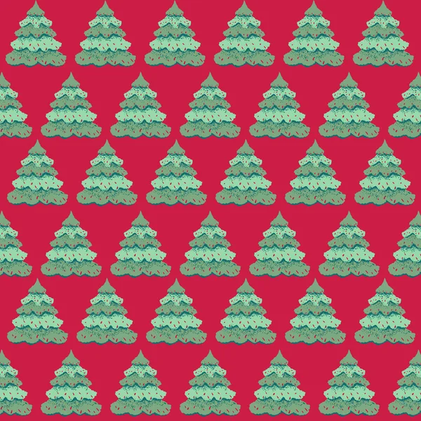 Soyut Vektör eliyle kusursuz desen çizilmiş Noel ağaçları. Güzel bir Noel geçmişi var. Tasarım, kumaş, tekstil, moda, baskı, yüzey tasarımı, kağıt, kapak, iç dekorasyon için şablon