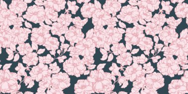 Pastel, turkuaz arka planda basit bir çiçek deseni oluşturmuş. Çiçek açan bahar ya da yaz otlağı çiçeklerinin kökü pürüzsüzdür. Vektör el çizimi. Moda, kumaş, duvar kağıdı için tasarım.