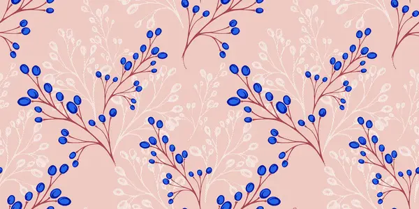 Basit, soyut, sanatsal, dekoratif böğürtlenli kusursuz desen. Vektör el çizildi. Tasarım, kumaş, tekstil, moda, baskı için şablon