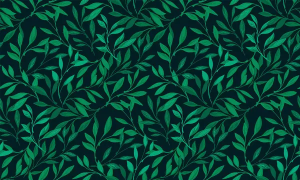 Güzel, süslü, ince yaprak desenleri. Vektör el yeşil dallar çizdi. Soyut doğa yaprağı deseni. Tekstil, moda, baskı, yüzey tasarımı, kağıt, kapak, kumaş için şablon