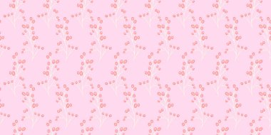 Damlalı, noktalı, pürüzsüz desenli Pastel pembe kadın böğürtlenleri. Vektör el çizimi. Basit, nazik, tatlı, arka plan baskısı. Moda, kumaş, duvar kağıdı için tasarım.