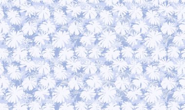 Kusursuz desenli vektör elle çizilmiş siluet çiçekleri. Beyaz şekil mavi arka plandaki çiçekleri soyut dokular. Tekstil, yüzey tasarımı, kağıt, kapak, kumaş, iç dekorasyon, kumaş, duvar kağıdı, etiket, ambalaj için şablon.