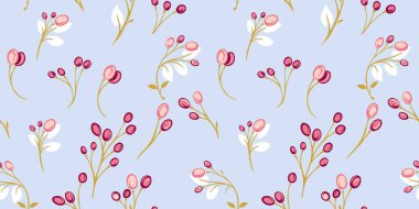 Şekillendirilmiş, yaratıcı böğürtlen dalları ve damlaları ile kusursuz desen. Modern, modaya uygun vektör el çizimi soyut dal baskısı. Tasarım şablonu.