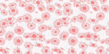 Sade, turuncu, küçük papatya çiçekleri, arka planda pürüzsüz desenler. Vektör el çizimi. Zarif çiçek desenli iz. Kumaş, moda, tekstil, duvar kağıdı ve çocuklar için tasarım süsü.