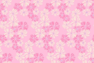 Vector doodle el çizimi papatya çiçekleri pürüzsüz desen. Monoton Pastel Pembe Dent Çiçekli Fırça Biçimi. Moda, tekstil, kumaş, duvar kağıdı için tasarım